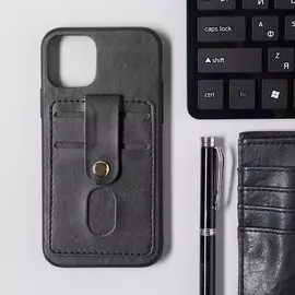 Чехол luazon для iphone 11 pro, с отсеками под карты, кожзам, черный