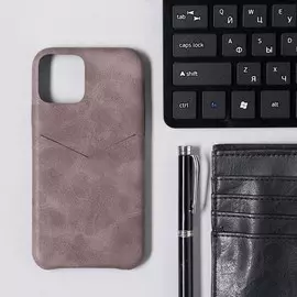 Чехол luazon для iphone 11 pro, с отсеком под карты, кожзам, коричневый