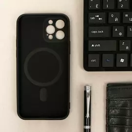 Чехол luazon для iphone 12 pro, поддержка magsafe, силиконовый, черный