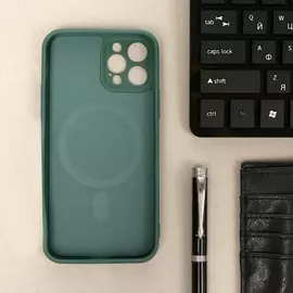 Чехол luazon для iphone 12 pro, поддержка magsafe, силиконовый, темно-зеленый