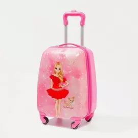 Чемодан детский на колесах 29 л (s), на молнии, 4 колеса, розовый