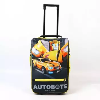 Чемодан малый автоботы 32*23*42 см, отд на молнии, н/карман, черный