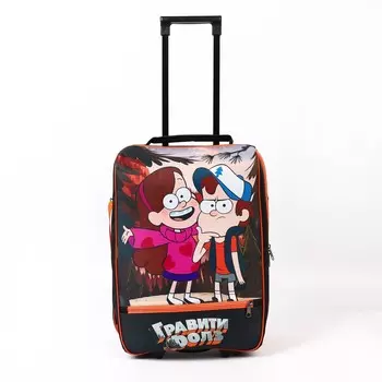 Чемодан малый гравити фолз 32*23*42 см, отд на молнии, н/карман, черный