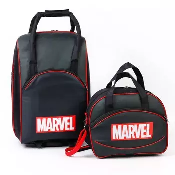 Чемодан с сумкой marvel 52*21*34 см, отдел на молнии, н/карман, черный