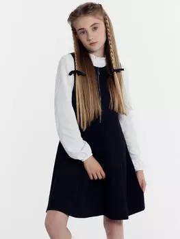 Черный сарафан на широких бретелях для девочек