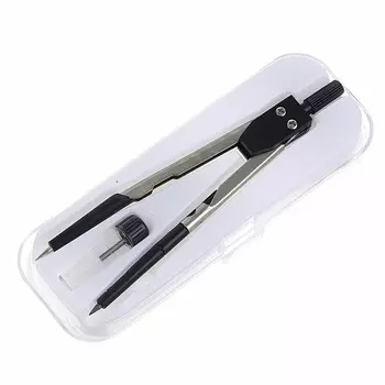 Циркуль металлический, пластиковый 120 мм, в пластиковом пенале, с запасными грифелями