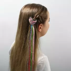 Цветная прядь для волос на заколке