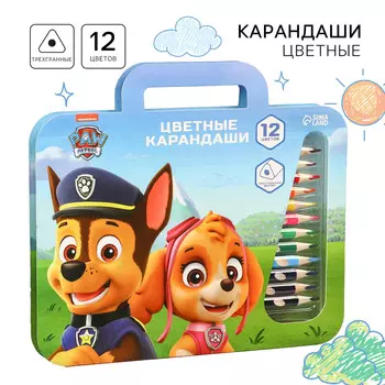 Цветные карандаши, 12 цветов, трехгранные,