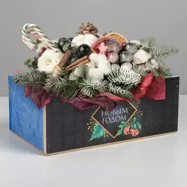 Деревянный ящик без ручки с новым годом», 24.5 × 14.5 × 9 см