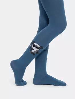 Детские колготки джинсового цвета с изображением панды