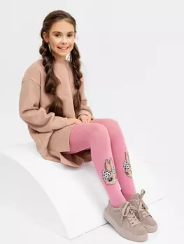 Детские колготки пурпурного цвета с изображением зайчика