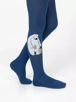 Детские колготки с плюшевым следом в джинсовом оттенке