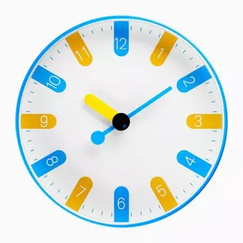 Детские настенные часы, плавный ход, d=30 см, бесшумные, желто-голубые