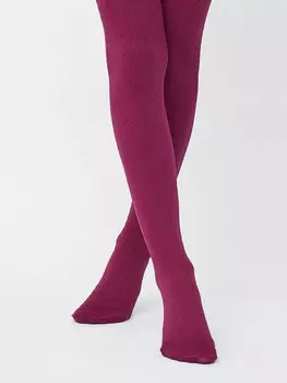 Детские однотонные ажурные колготки в винном цвете