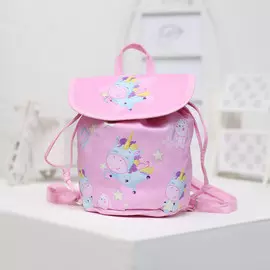 Детский рюкзак, отдел на шнурке, цвет розовый,