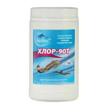 Дезинфицирующее средство aqualand хлор-90т, таблетки 200 г, 1 кг