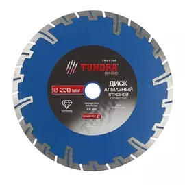 Диск алмазный отрезной тундра, сегментный с защитными секторами, сухой рез, 23022 мм