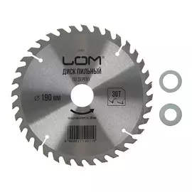Диск пильный по дереву лом, стандартный рез, 19030 мм (кольца на 20, 16), 36 зубьев