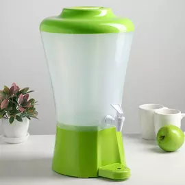 Диспенсер для напитков, 8 л, 29×25,5×44,5 см, с колбой для льда, цвет зелёный