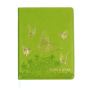 Дневник школьный, 5-11 класс, обложка пвх, бабочки, зеленый