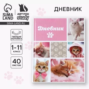 Дневник школьный для 1-11 класса, в твердой обложке, 40 л.