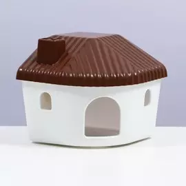 Домик для грызунов угловой, 11.410.710.7 см, коричневый