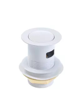 Донный клапан zein engr, маленькая кнопка, с переливом, нержавеющая сталь, белый