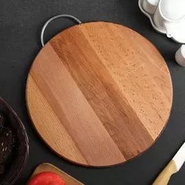 Доска разделочная adelica, с металлической ручкой, d=30 см, толщина 1,6 см, бук