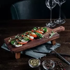 Доска разделочная, для подачи на ножках из натурального кедра mаgistrо, 3810,56,5 см, с ручкой, цвет шоколадный