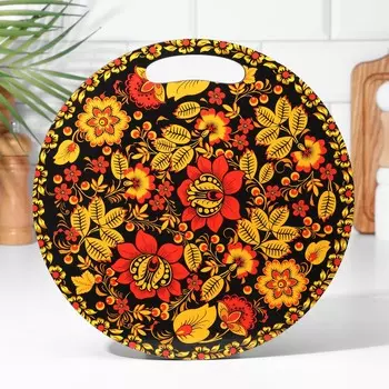 Доска разделочная и сервировочная круглая кухонная