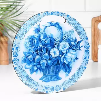 Доска разделочная и сервировочная круглая кухонная