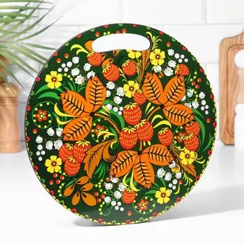 Доска разделочная и сервировочная круглая кухонная