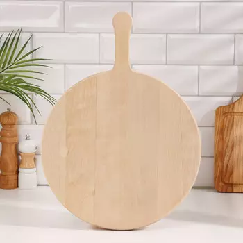 Доска разделочная деревянная с ручкой, 342 см, круглая