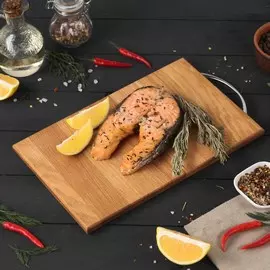 Доска разделочная с металлической ручкой mаgistrо, 29×18×1,2 см, дуб