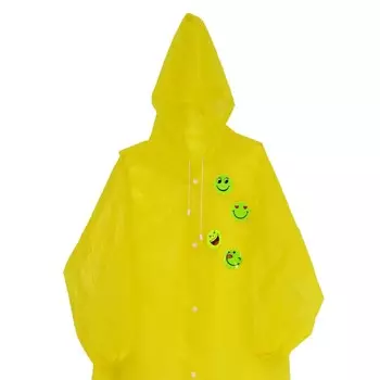 Дождевик детский со светоотражающими элементами, желтый, 120-160 см