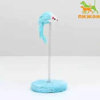 Дразнилка для кошек на пружине с мышью (5 см), 10.523 см, голубая