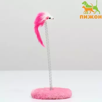 Дразнилка для кошек на пружине с мышью (5 см), 10.523 см, розовая
