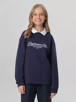 Джемпер для девочек синий с надписью