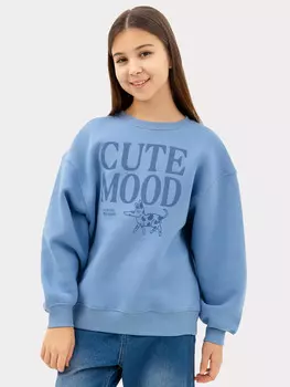 Джемпер для девочек светло-синий с печатью