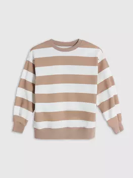 Джемпер для девочек в бежевую полоску