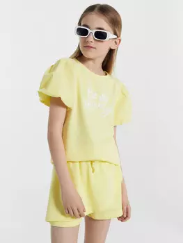 Джемпер для девочек желтый с печатью