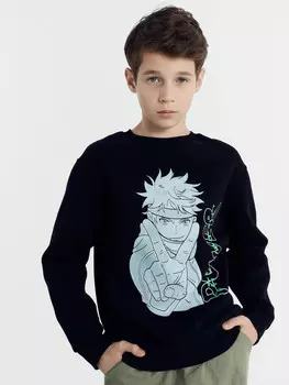 Джемпер для мальчиков черный с принтом аниме