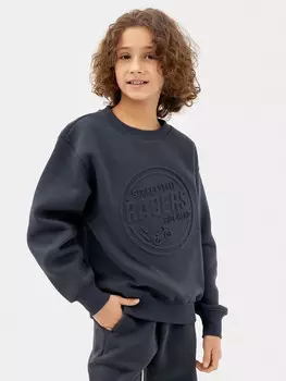 Джемпер для мальчиков серо-синий с печатью