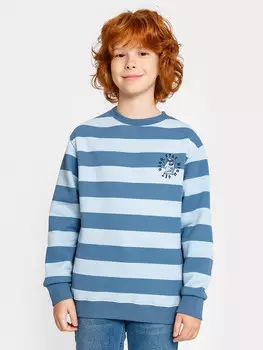 Джемпер для мальчиков синий в туманно-голубую полоску