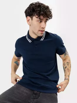 Джемпер-поло хлопковый в темно-синем цвете