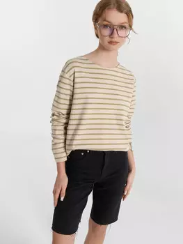 Лонгслив женский бежевый в полоску