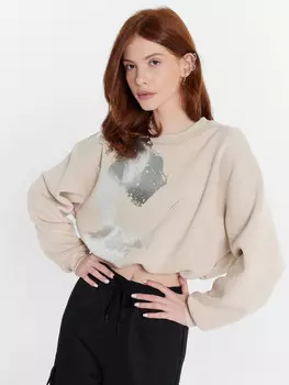 Джемпер женский бежевый с печатью