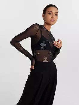 Джемпер женский черный из сетки