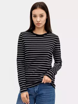 Джемпер женский черный с белыми полосками