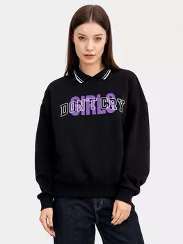 Джемпер женский черный с печатью